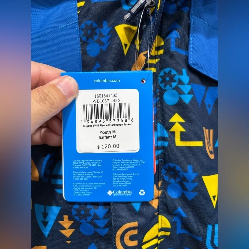 Columbia Boy's Medium Bugaboo II Fleece Interchange Jacket Blue NWT Ski Snow